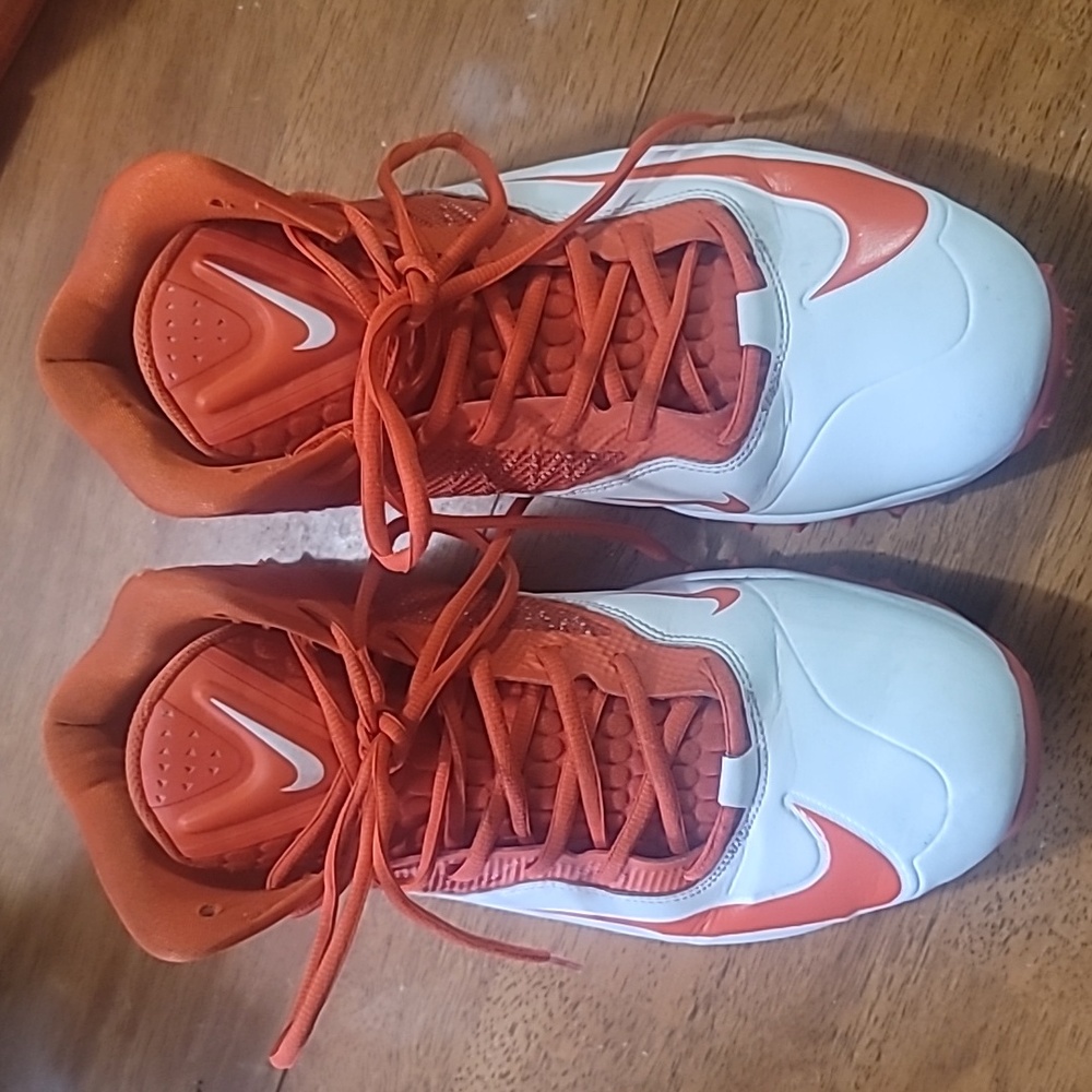 Nike Zoom Football Cleats Mens 11.5 Orange and White Shoes